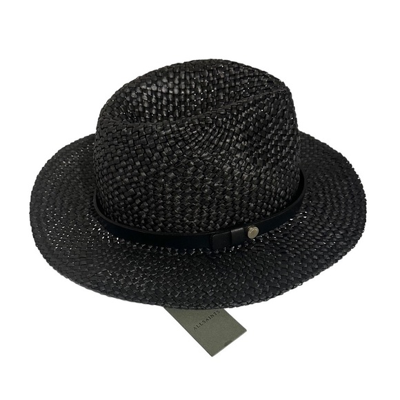 All Saints Accessories All Saints Black Straw Fedora Hat One Size